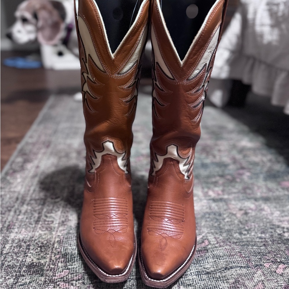 Tecovas Tan and Cream Western Boots